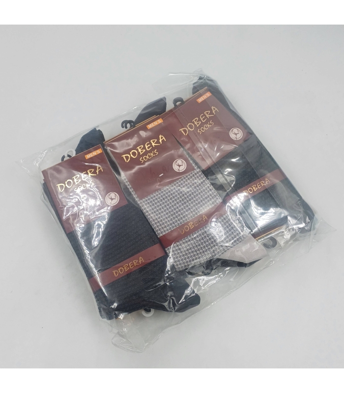 خرید عمده پک جوراب ساقدار مردانه دوبرا Dobera نخی دو سیلندر طرح کلاسیک 5 - بسته 12 جفتی