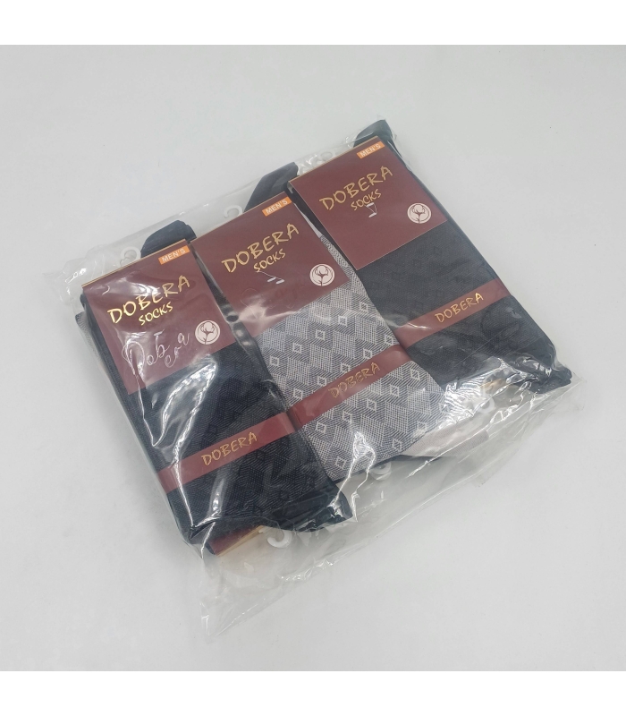خرید عمده پک جوراب ساقدار مردانه دوبرا Dobera نخی دو سیلندر طرح کلاسیک 3 - بسته 12 جفتی