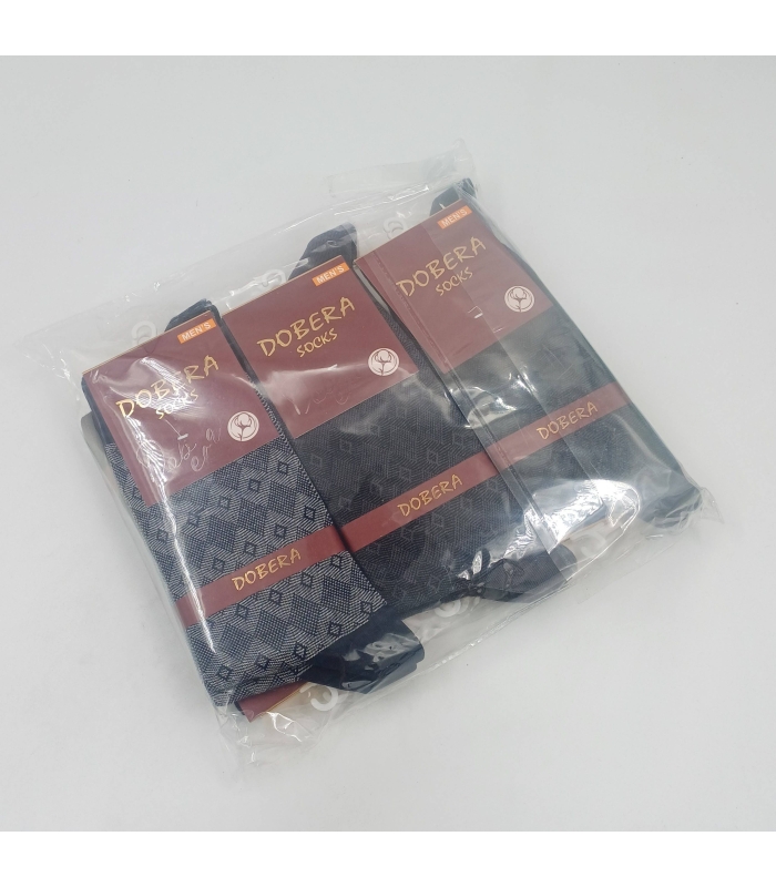 خرید عمده پک جوراب ساقدار مردانه دوبرا Dobera نخی دو سیلندر طرح کلاسیک 3 - بسته 12 جفتی