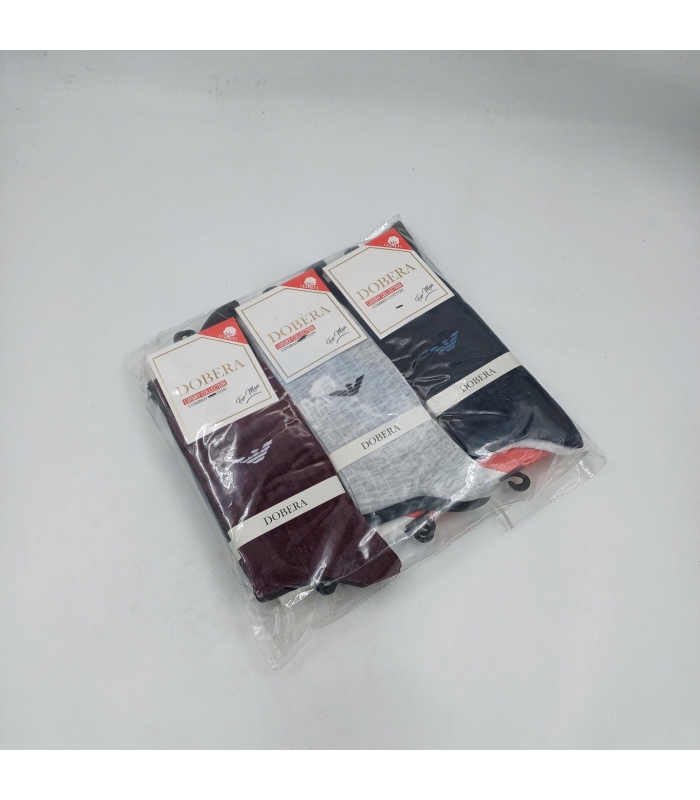 خرید عمده پک جوراب ساقدار مردانه دوبرا Dobera نخ هندی طرح Armani - بسته 12 جفتی