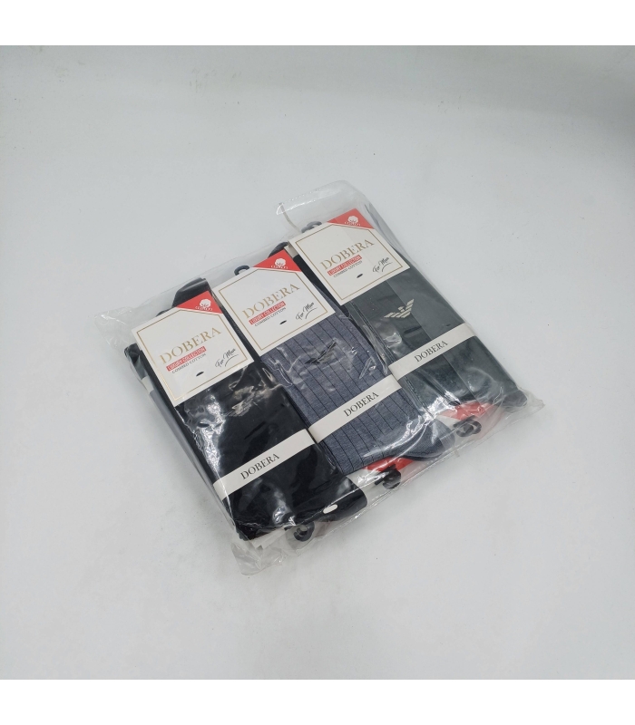 خرید عمده پک جوراب ساقدار مردانه دوبرا Dobera نخ هندی طرح Armani - بسته 12 جفتی