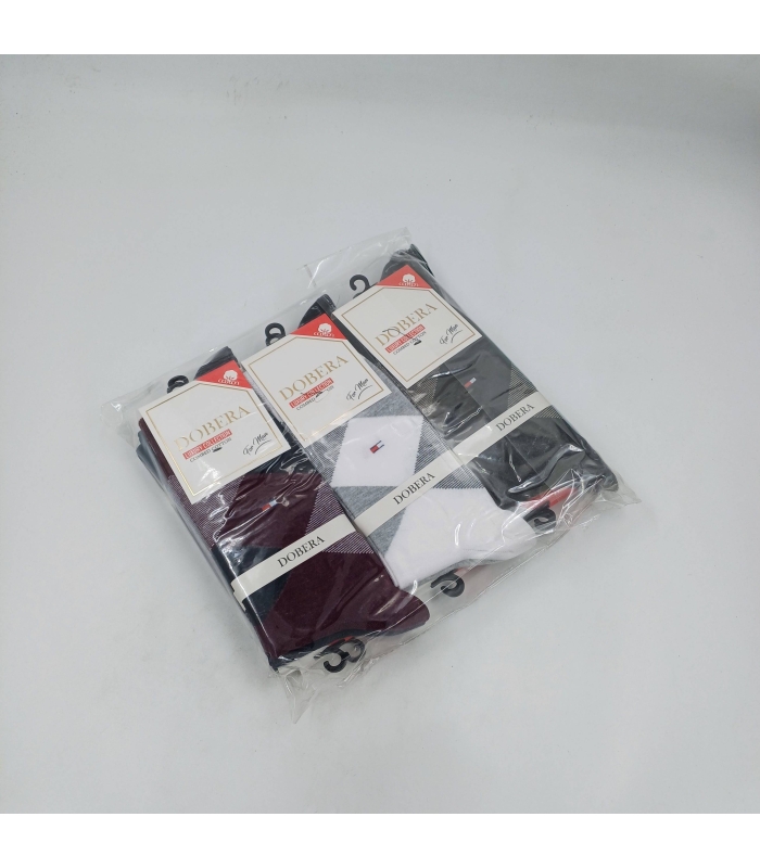 خرید عمده پک جوراب ساقدار مردانه دوبرا Dobera نخ هندی طرح آرگایل Tommy - بسته 12 جفتی