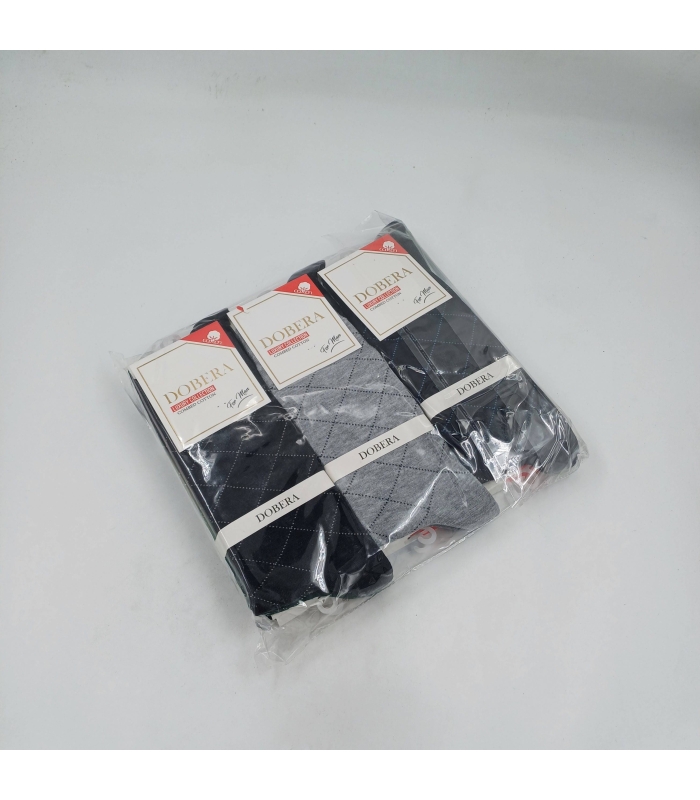 خرید عمده پک جوراب ساقدار مردانه دوبرا Dobera نخ هندی طرح لوزی - بسته 12 جفتی