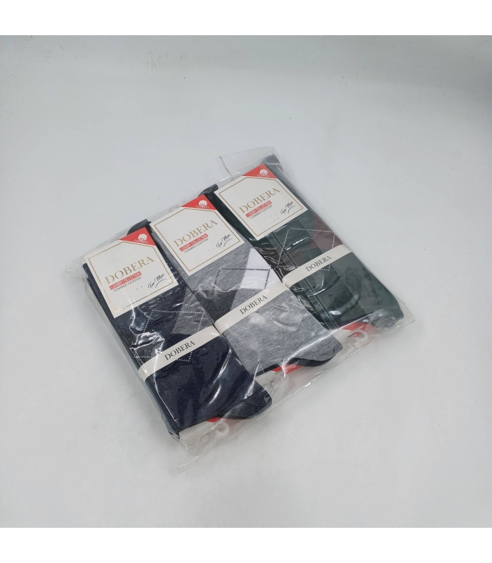 خرید عمده پک جوراب ساقدار مردانه دوبرا Dobera نخ هندی طرح آرگایل - بسته 12 جفتی