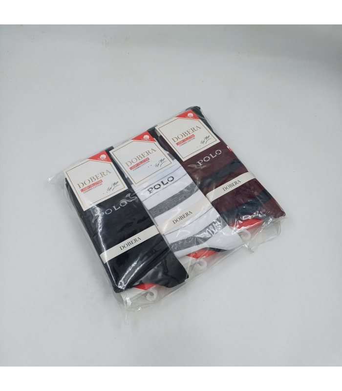 خرید عمده پک جوراب ساقدار مردانه دوبرا Dobera نخ هندی طرح Polo - بسته 12 جفتی