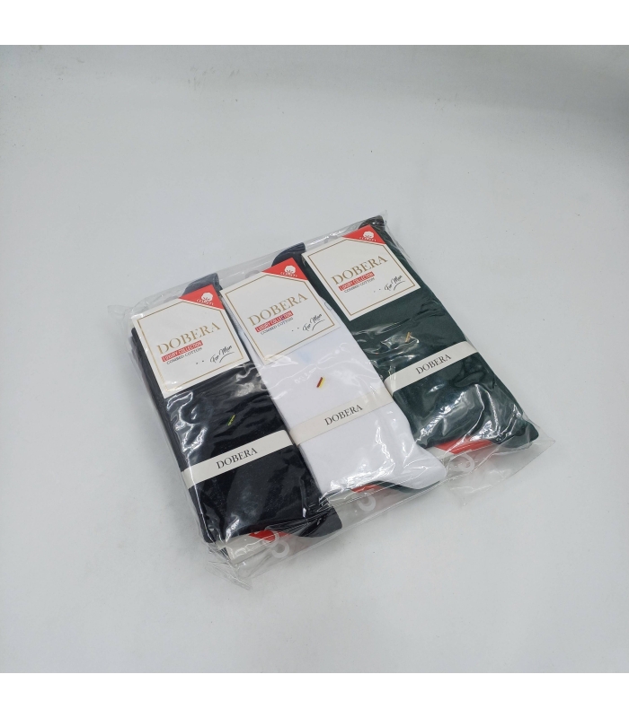 خرید عمده پک جوراب ساقدار مردانه دوبرا Dobera نخ هندی طرح دو خط - بسته 12 جفتی