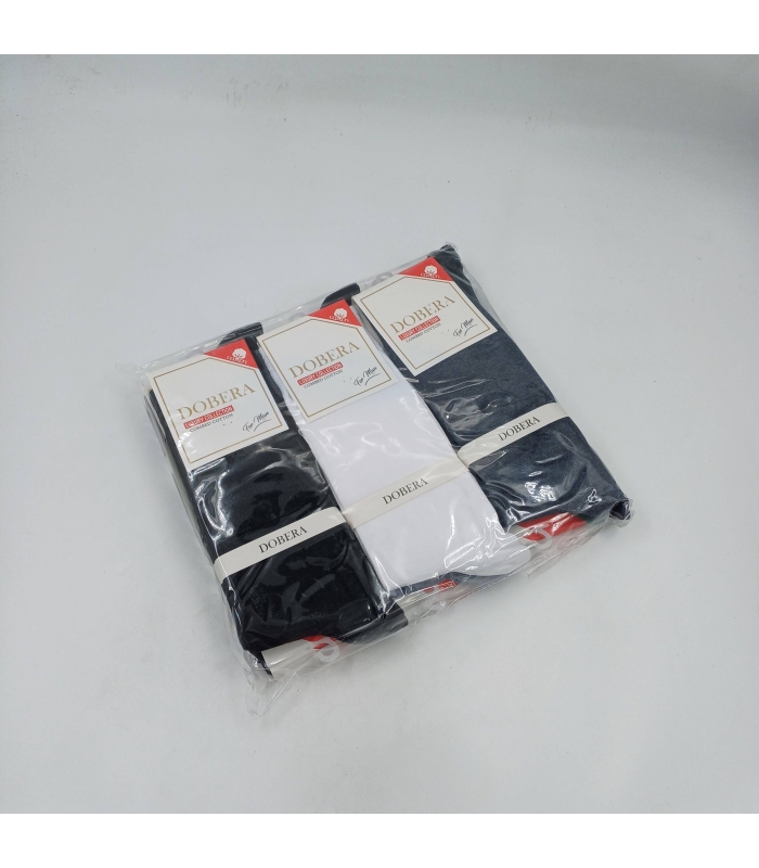 خرید عمده پک جوراب ساقدار مردانه دوبرا Dobera نخ هندی طرح ساده - بسته 12 جفتی