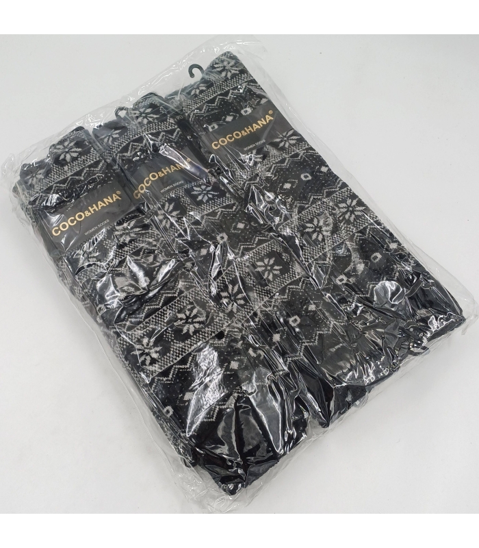 خرید عمده پک جوراب پشمی سه ربع زنانه Coco & Hana کوکو اند هانا طرح دونه برف - بسته 6 جفتی