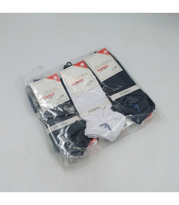 خرید عمده پک جوراب مچی مردانه دوبرا Dobera نخ هندی طرح Armani - بسته 12 جفتی