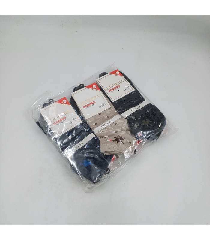 خرید عمده پک جوراب مچی مردانه دوبرا Dobera نخ هندی طرح Polo - بسته 12 جفتی