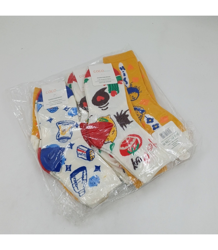 خرید عمده پک جوراب نیم ساق زنانه کوکو اند دوبرا Coco & Dobera طرح پاپ آرت - بسته 12 جفتی