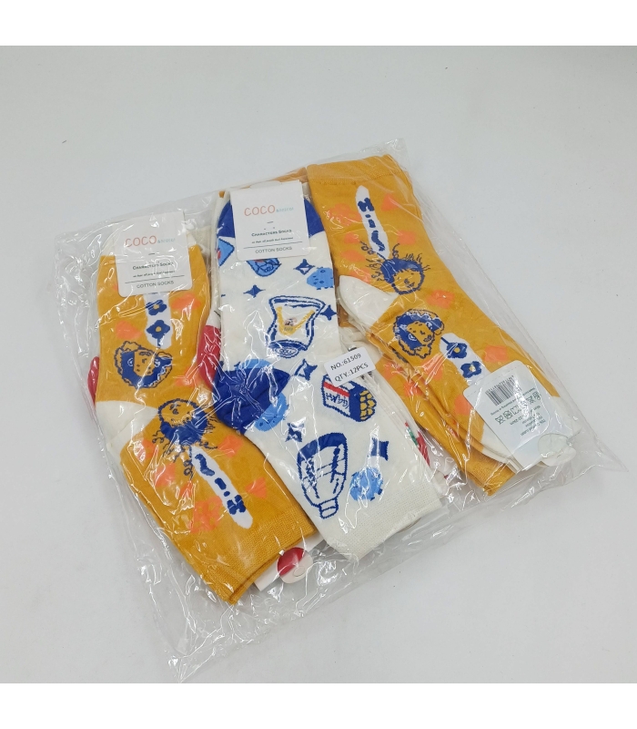 خرید عمده پک جوراب نیم ساق زنانه کوکو اند دوبرا Coco & Dobera طرح پاپ آرت - بسته 12 جفتی