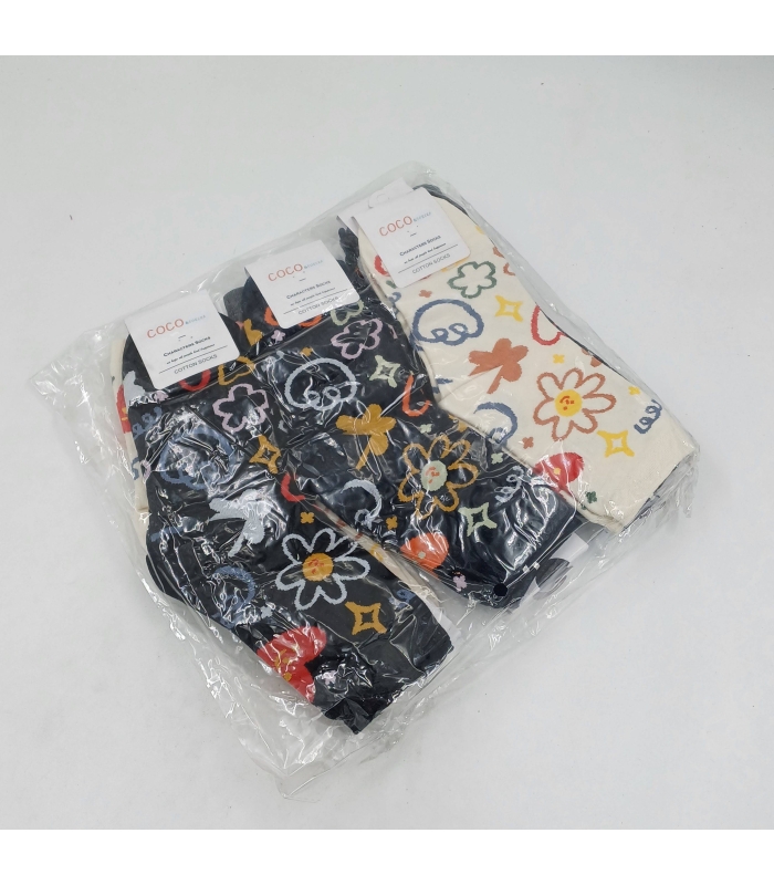 خرید عمده پک جوراب نیم ساق زنانه کوکو اند دوبرا Coco & Dobera طرح نقاشی - بسته 12 جفتی