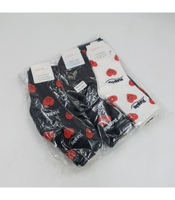 خرید عمده پک جوراب نیم ساق زنانه کوکو اند دوبرا Coco & Dobera طرح قلب قرمز - بسته 12 جفتی