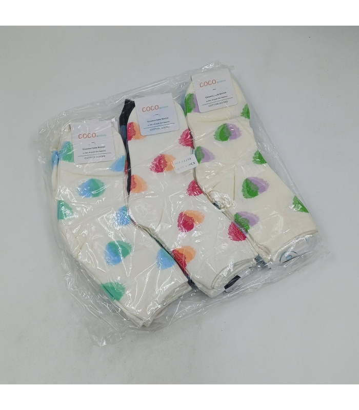 خرید عمده پک جوراب نیم ساق زنانه کوکو اند دوبرا Coco & Dobera طرح قلب - بسته 12 جفتی