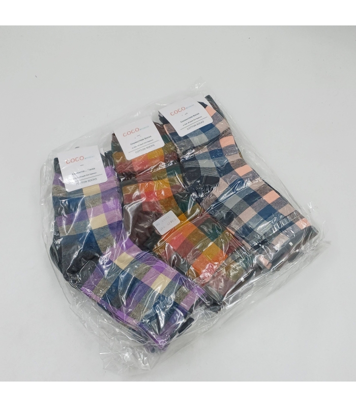 خرید عمده پک جوراب نیم ساق زنانه کوکو اند دوبرا Coco & Dobera طرح چهارخونه - بسته 12 جفتی