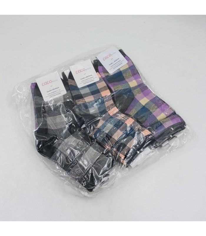 خرید عمده پک جوراب نیم ساق زنانه کوکو اند دوبرا Coco & Dobera طرح چهارخونه - بسته 12 جفتی