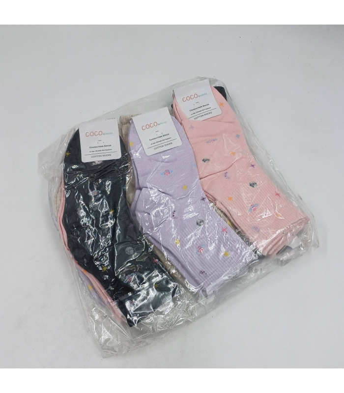 خرید عمده پک جوراب نیم ساق زنانه کوکو اند دوبرا Coco & Dobera طرح منظومه - بسته 12 جفتی