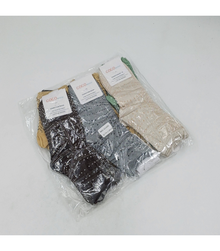 خرید عمده پک جوراب نیم ساق زنانه کوکو اند دوبرا Coco & Dobera طرح خالخالی براق - بسته 12 جفتی