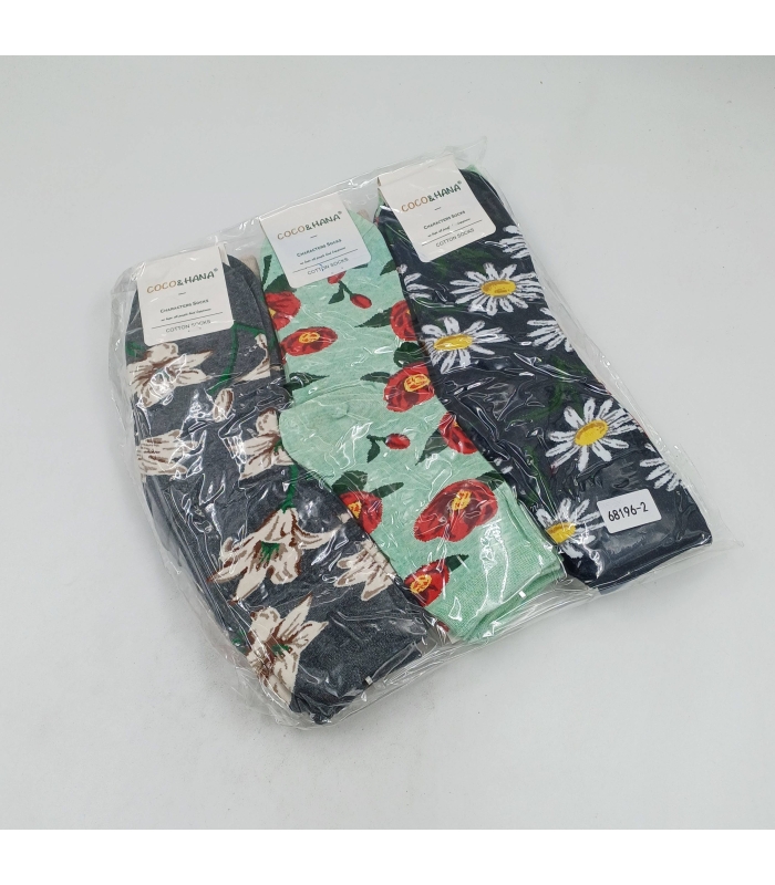 خرید عمده پک جوراب نیم ساق زنانه کوکو اند دوبرا Coco & Dobera طرح گل - بسته 12 جفتی