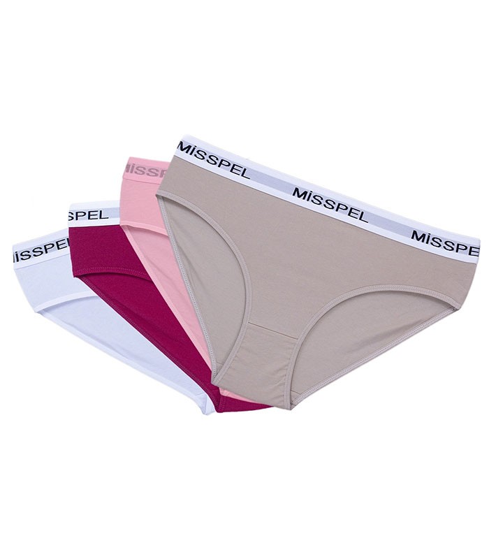 خرید عمده پک شورت زنانه اسلیپ نخی کش از رو Misspel میسپل کد 1470 میکس ساده - بسته 12 عددی