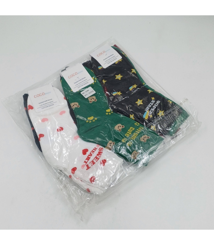 خرید عمده پک جوراب نیم ساق زنانه کوکو اند دوبرا Coco & Dobera طرح فانتزی - بسته 12 جفتی