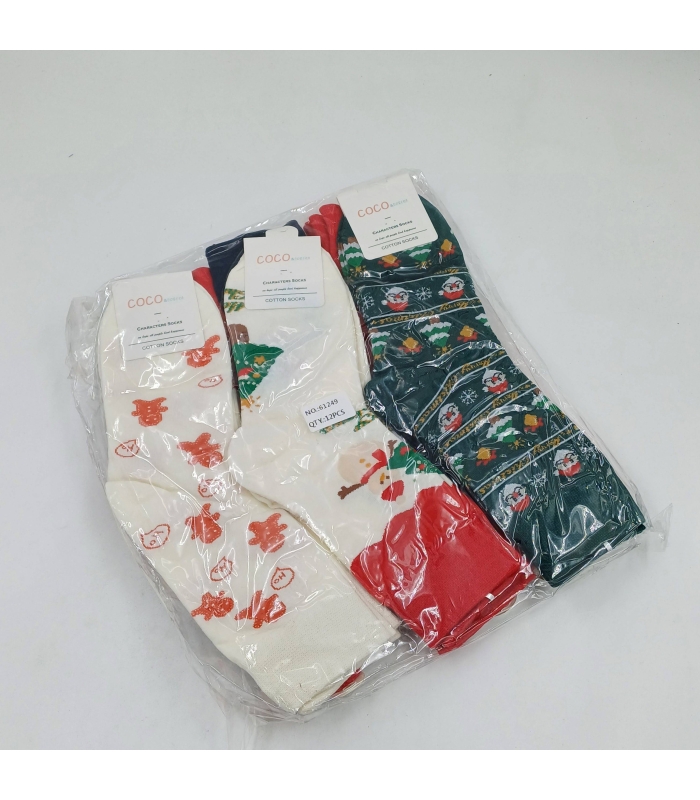 خرید عمده پک جوراب نیم ساق زنانه کوکو اند دوبرا Coco & Dobera طرح کریسمس 6 - بسته 12 جفتی
