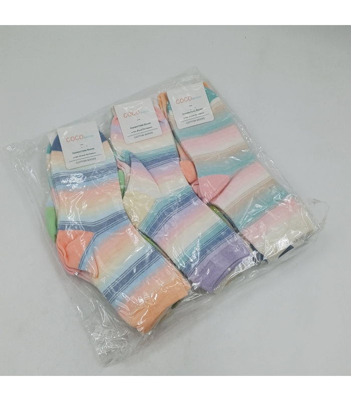 خرید عمده پک جوراب نیم ساق زنانه کوکو اند دوبرا Coco & Dobera طرح رینگی رنگی - بسته 12 جفتی