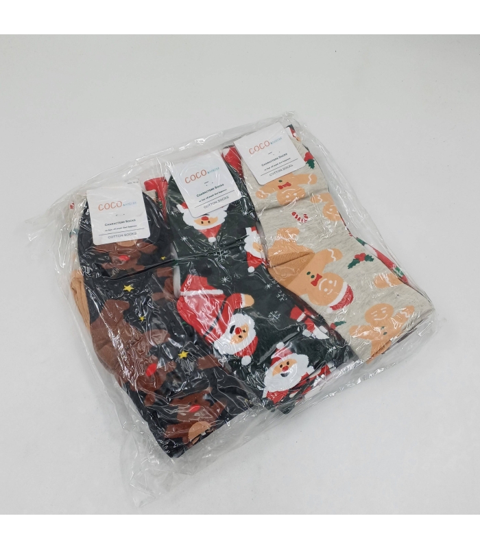 خرید عمده پک جوراب نیم ساق زنانه کوکو اند دوبرا Coco & Dobera طرح کریسمس 4 - بسته 12 جفتی