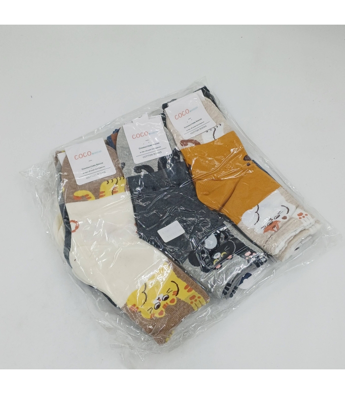 خرید عمده پک جوراب نیم ساق زنانه کوکو اند دوبرا Coco & Dobera طرح دالی گربه - بسته 12 جفتی