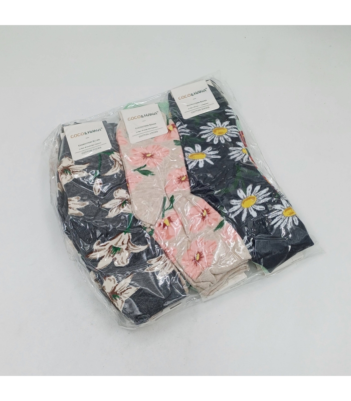 خرید عمده پک جوراب نیم ساق زنانه کوکو اند دوبرا Coco & Dobera طرح گل - بسته 12 جفتی