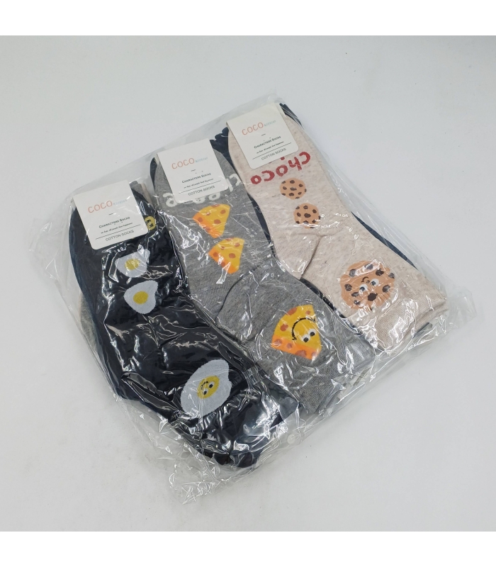 خرید عمده پک جوراب نیم ساق زنانه کوکو اند دوبرا Coco & Dobera طرح خوراکی - بسته 12 جفتی