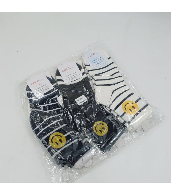 خرید عمده پک جوراب نیم ساق زنانه کوکو اند دوبرا Coco & Dobera طرح استیکر - بسته 12 جفتی