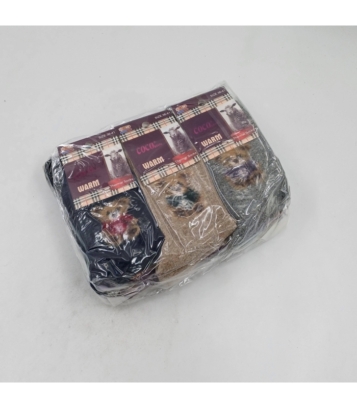 خرید عمده پک جوراب پشمی ساقدار زنانه Coco & Hana کوکو اند هانا طرح تدی - بسته 12 جفتی