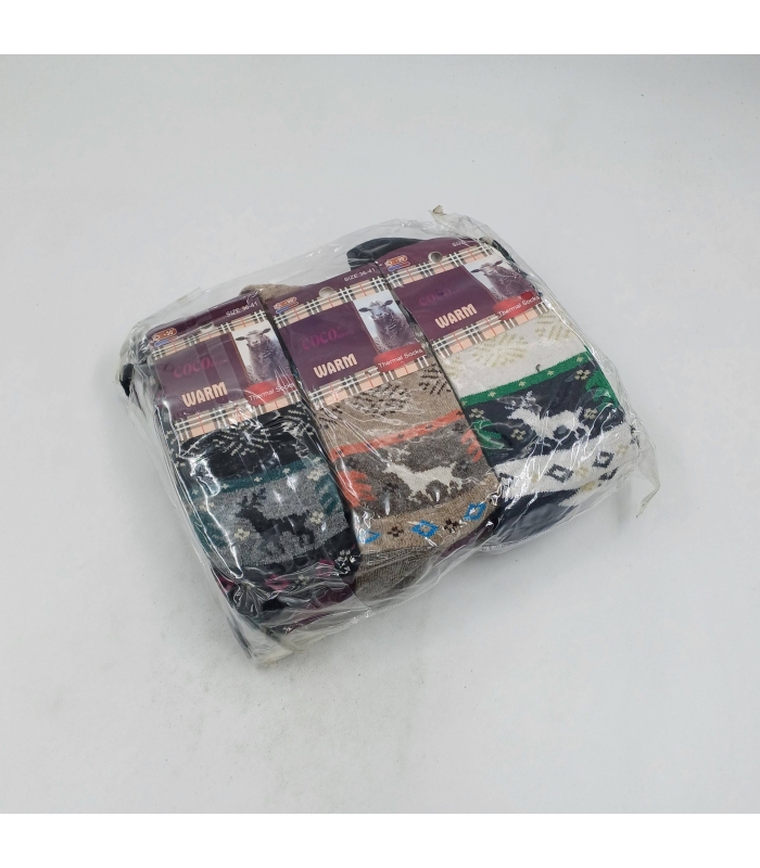 خرید عمده پک جوراب پشمی ساقدار زنانه Coco & Hana کوکو اند هانا طرح گوزن - بسته 12 جفتی