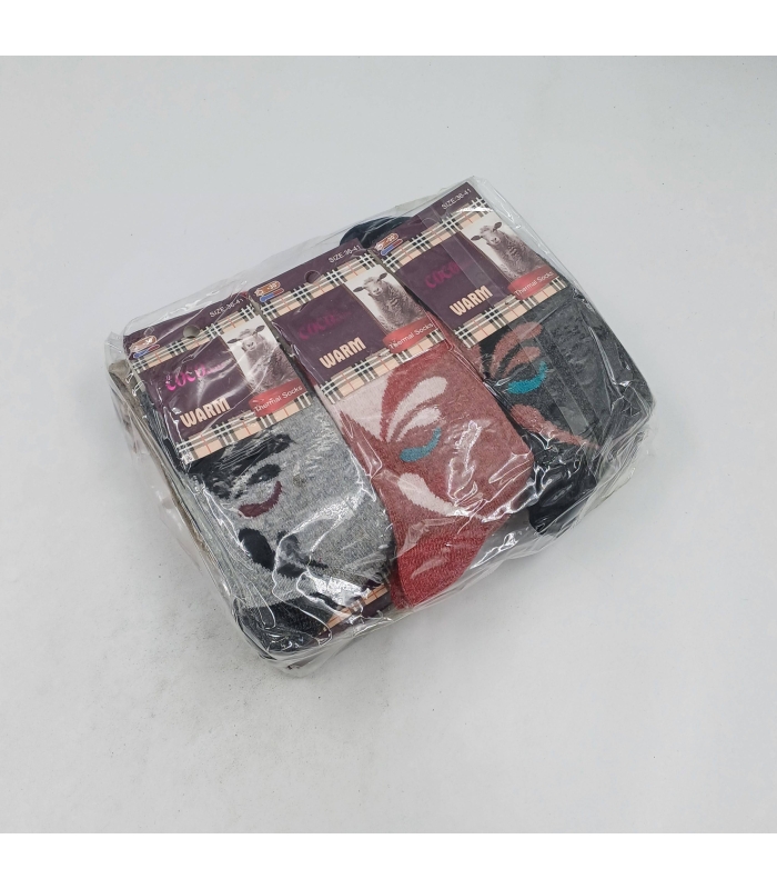 خرید عمده پک جوراب پشمی ساقدار زنانه Coco & Hana کوکو اند هانا طرح گلبرگ - بسته 12 جفتی