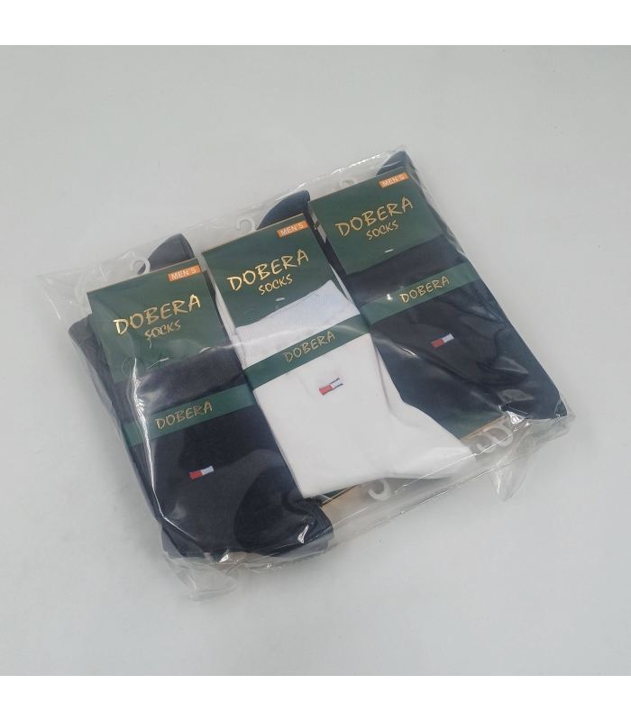 خرید عمده پک جوراب نیم ساق مردانه دوبرا Dobera نخ پنبه طرح Tommy - بسته 12 جفتی