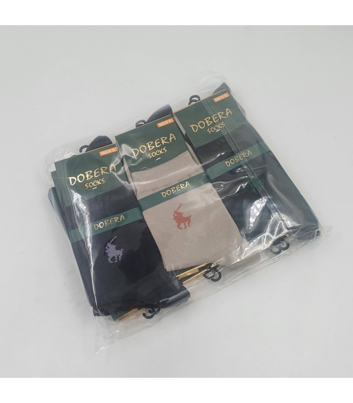 خرید عمده پک جوراب نیم ساق مردانه دوبرا Dobera نخ پنبه طرح Polo - بسته 12 جفتی