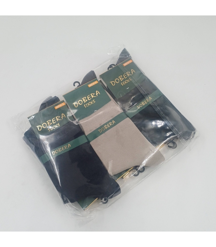 خرید عمده پک جوراب نیم ساق مردانه دوبرا Dobera نخ پنبه طرح ساده - بسته 12 جفتی