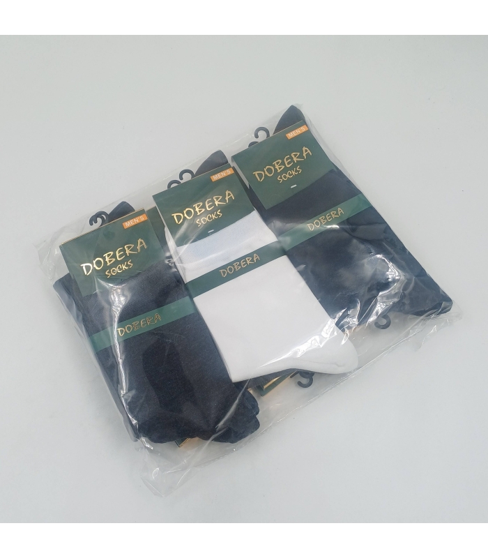 خرید عمده پک جوراب نیم ساق مردانه دوبرا Dobera نخ پنبه طرح ساده - بسته 12 جفتی