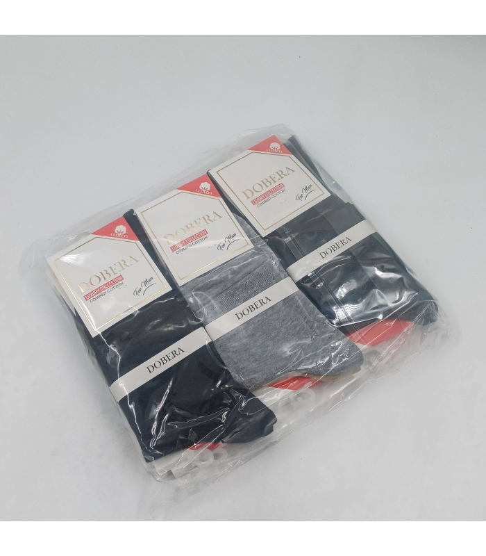 خرید عمده پک جوراب نیم ساق مردانه دوبرا Dobera نخ هندی طرح ساده - بسته 12 جفتی