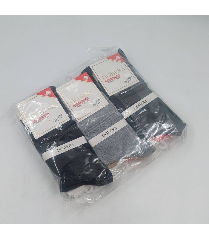 خرید عمده پک جوراب نیم ساق مردانه دوبرا Dobera نخ هندی طرح ساده - بسته 12 جفتی