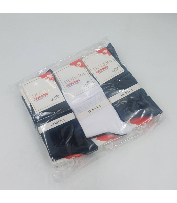 خرید عمده پک جوراب نیم ساق مردانه دوبرا Dobera نخ هندی طرح ساده - بسته 12 جفتی