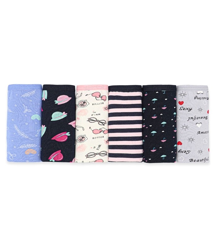 خرید عمده پک شورت زنانه اسلیپ نخی Misspel میسپل کد 6000 میکس طرح‌دار - 2 جعبه 6 عددی