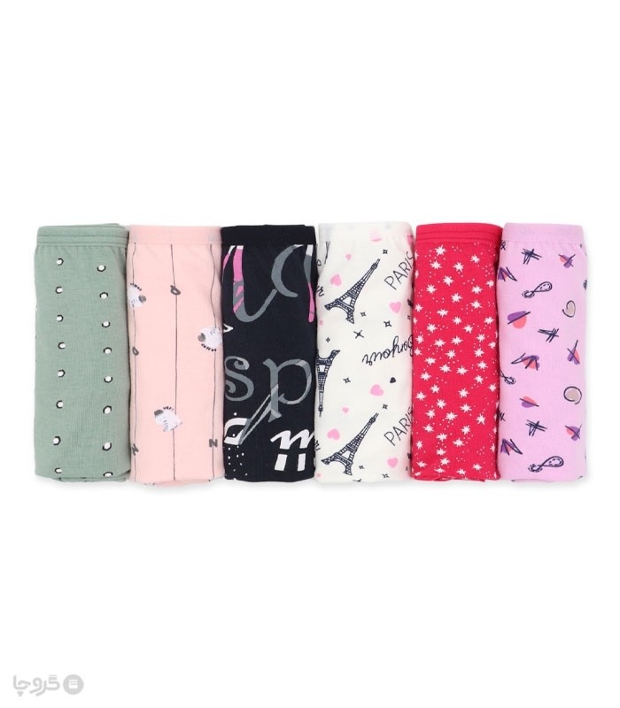 خرید عمده پک شورت زنانه اسلیپ نخی Misspel میسپل کد 6000 میکس طرح‌دار - 2 جعبه 6 عددی