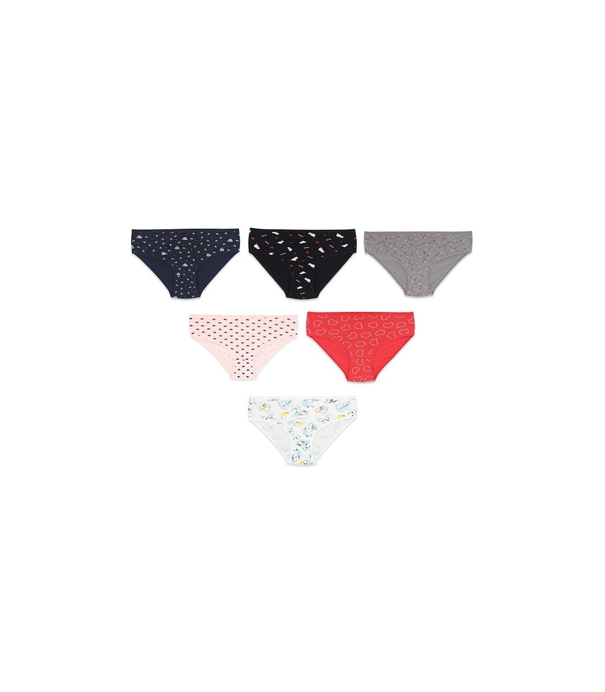 خرید عمده پک شورت زنانه اسلیپ نخی Misspel میسپل کد 5000 میکس طرح‌دار - 2 بسته 6 عددی