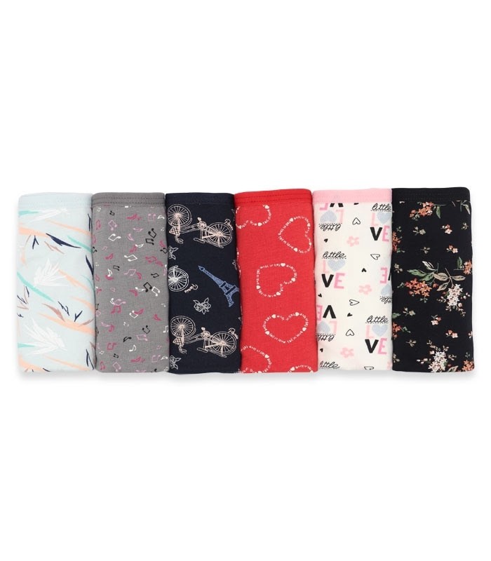 خرید عمده پک شورت زنانه اسلیپ نخی Misspel میسپل کد 5000 میکس طرح‌دار - 2 بسته 6 عددی