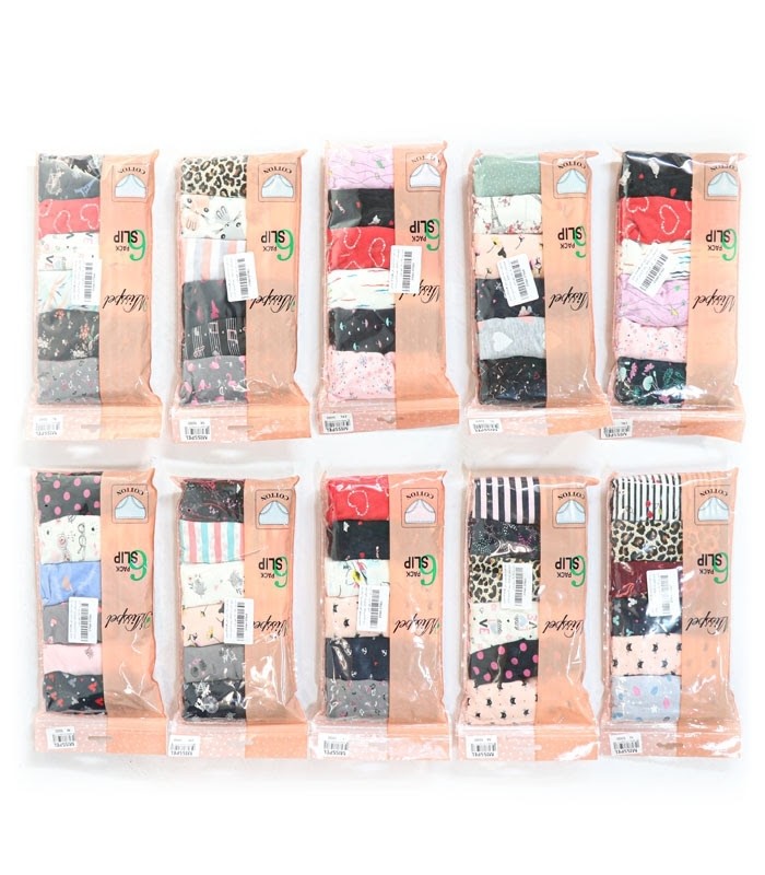 خرید عمده پک شورت زنانه اسلیپ نخی Misspel میسپل کد 5000 میکس طرح‌دار - 2 بسته 6 عددی