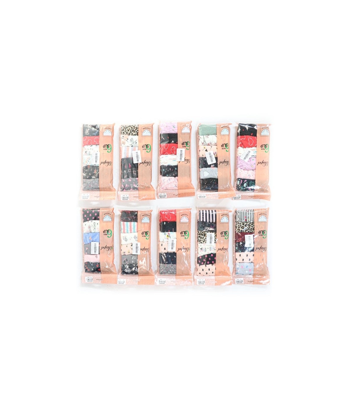 خرید عمده پک شورت زنانه اسلیپ نخی Misspel میسپل کد 5000 میکس طرح‌دار - 2 بسته 6 عددی