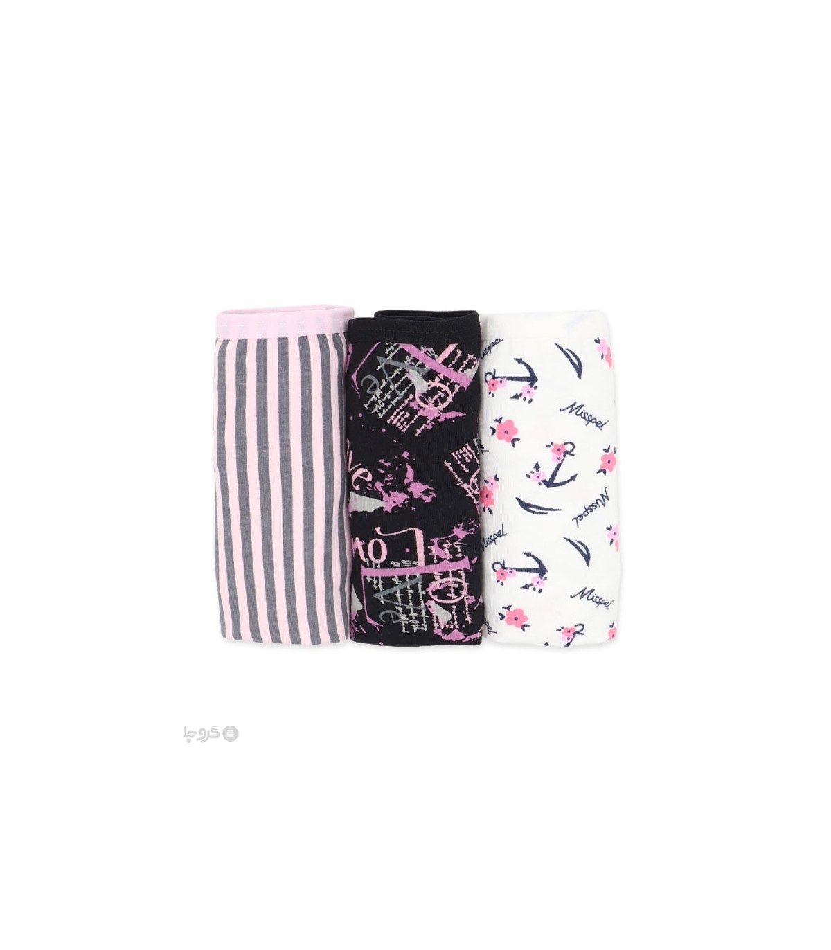 خرید عمده پک شورت زنانه اسلیپ نخی Misspel میسپل کد 4000 میکس طرح‌دار - 4 بسته 3 عددی